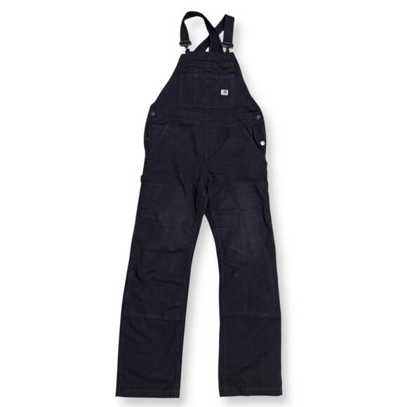 Carhartt Women’s Duck Bib Overalls OR2438-W XS Regular Loose Fit Dark Brown - Picture 2 of 7